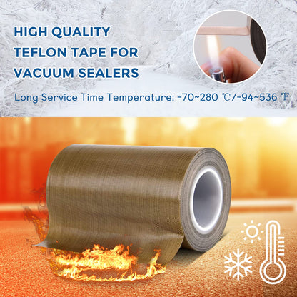 Teflon Fabric Tape, 4 Inch 30 Feet PTFE Tape for Vacuum Sealer Machine, Hand Impulse Sealers Insulation PTFE Coated Fiberglass Adhesive Tape Compatible with FoodSaver Seal A Meal Weston Cabella
