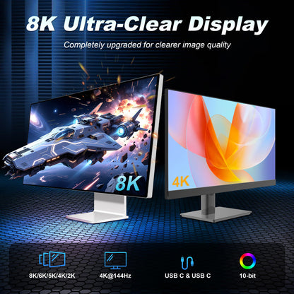 ZIKNYDO USB C Cable 10FT, USBC 3.2 20Gbps Data transfer, 240W Fast Charging Type C to Type C, 4K@144Hz / 60Hz, 8K@30Hz USB C Monitor Video Cable for Thunderbolt 4, MacBook Pro, iPad, Dell XPS, VR (3m)