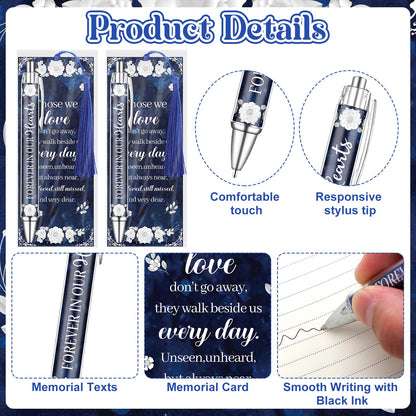 50 Set Funeral Favors for Guests Memorial Service Ballpoint Pens with Poem Prayer Bookmarks Cards for Celebration of Life Condolence Bereavement Sympathy Gift