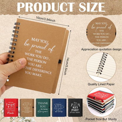 20 Pcs/10 Set Thank You Gifts Bulk Motivational Spiral Notebook and Inspirational Ballpoint Pen Employee Appreciation Journals Notepads Funny Ballpoint Pen Set for Office School Staff Coworker Teacher