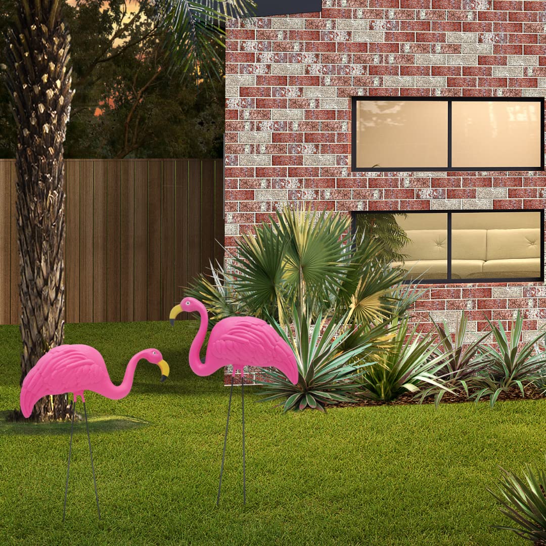 2 Pink Flamingos Yard Decorations - Large 23 inch Ornament Statues - Outdoor Garden Lawn Flamingo Decor by 4E's Novelty