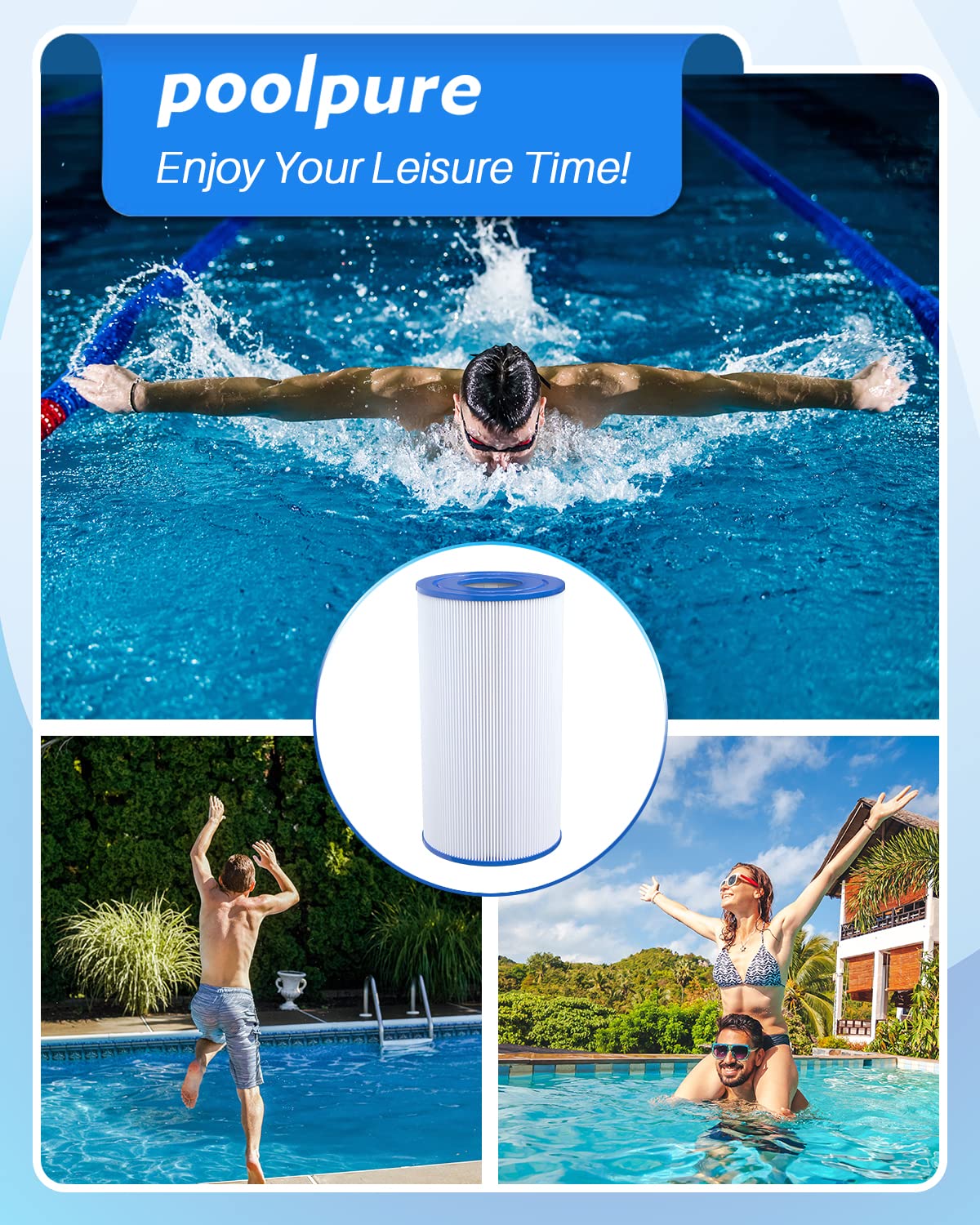 POOLPURE PRB35-IN Spa Filter Replaces Unicel C-4335, Guardian 409-219, Filbur FC-2385, 03FIL1300, 17-2482, 25393, 303557, 817-3501, R173431, 35 sq.ft, 5 X 9 Hot Tub Filter, 1 Pack