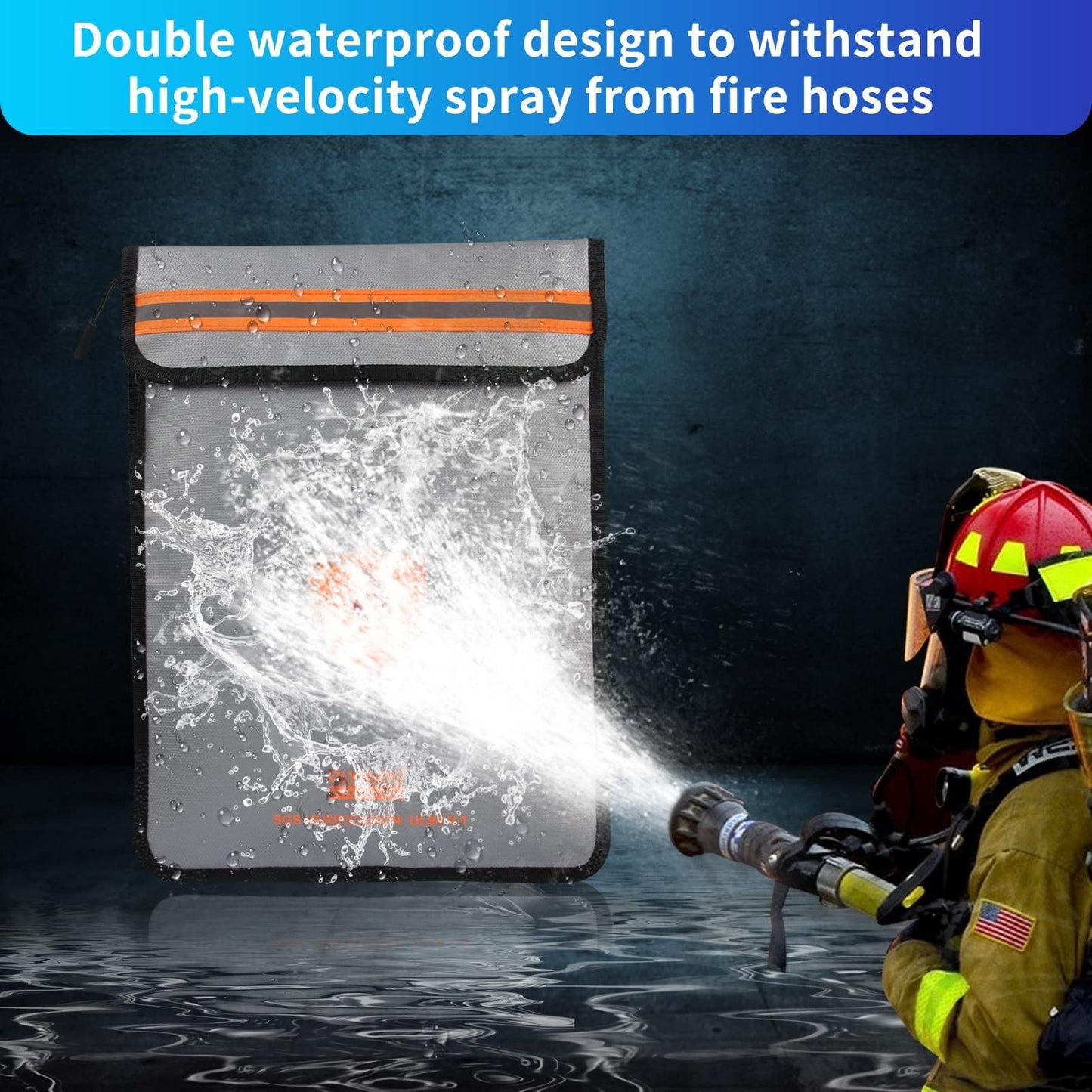 Upgraded Fireproof Document Bag (2200℉), Fireproof Money Bag for Cash with Zipper (aluminum Foil Lining), Waterproof Money Pouch for Valuables