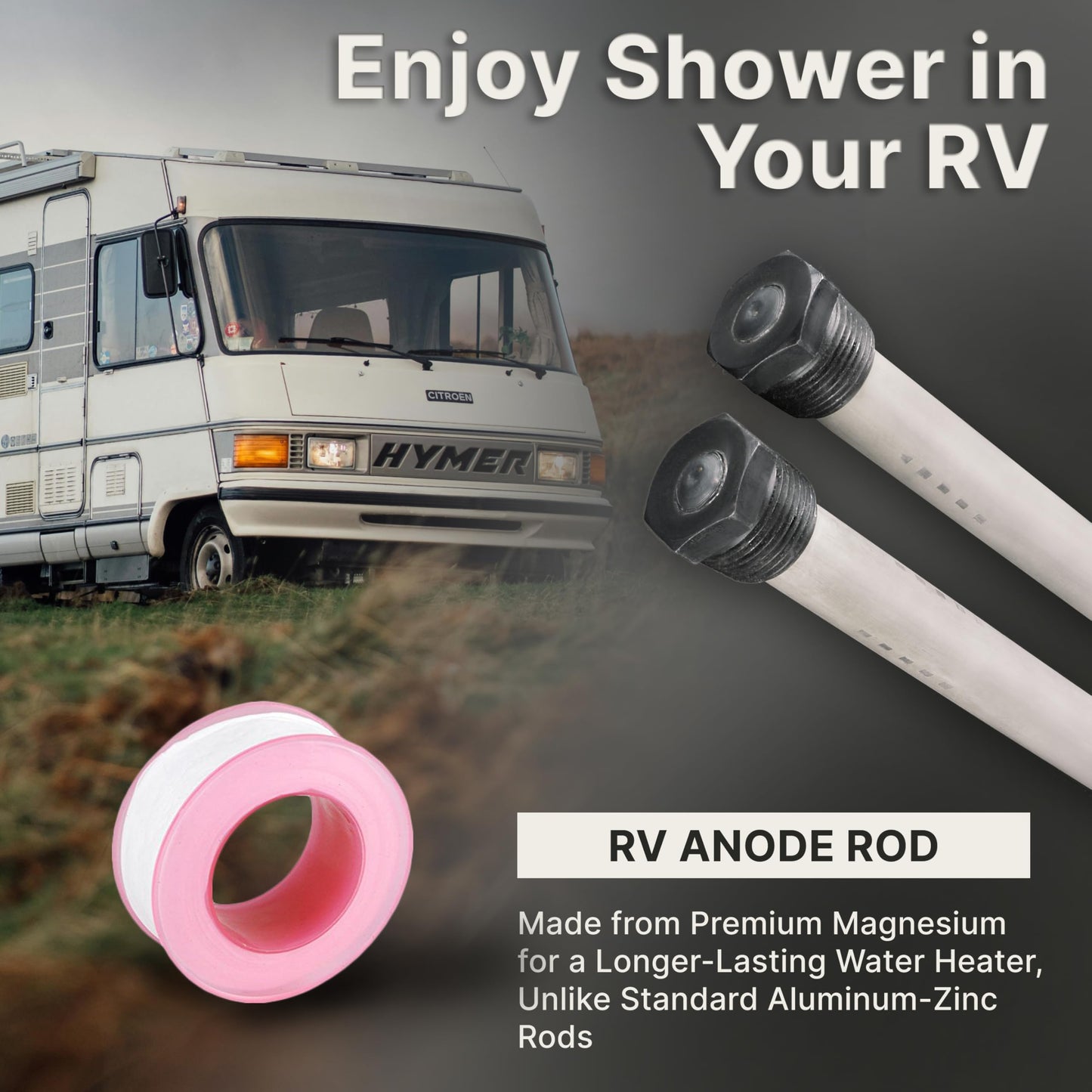 Anode RV Water Heater Set of 2 - Camper Anode Rod 3/4'' Thread - Magnesium Rod Compatible With Mor-Flo and Suburban Tanks