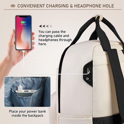 RAINSMORE Laptop Backpack for Women 15.6 Inch Waterproof Work Travel Backpacks for Women Large Quilted College Bookbag with USB Charging Hole Anti-theft Casual Computer Bags for Teacher Nurse