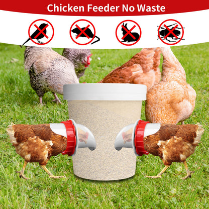 DIY Chicken Feeders, No Waste Automatic Poultry Feeder 8 Ports 1 Hole Saw Gravity Chick Feeders Rodent Proof Rain Proof Port for Buckets Barrels Bins Troughs (8 pcs)