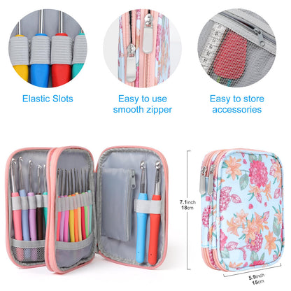Vodiye 21 Sizes Ergonomic Crochet Hooks Set 0.5–10.0mm with Case, Soft Grip Crochet Needles for Crocheting Comfort