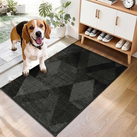 COSY HOMEER Door Mat Entrance, 20"x32" Non-Slip Absorbent Doormat for Front Door, Low Profile Dirt Trapper Entryway Mat, Washable Rugs for Paws & High Traffic Areas, Dark Gray