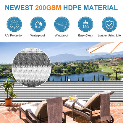 AGJIDSO Balcony Privacy Screen 3.0ft x 20ft, Heavy Duty UV Protection Heat Resistant, Outdoor Privacy Screen with 24 pcs Cable Ties and Rope for Home, Balcony, Garden Patio, Grey White