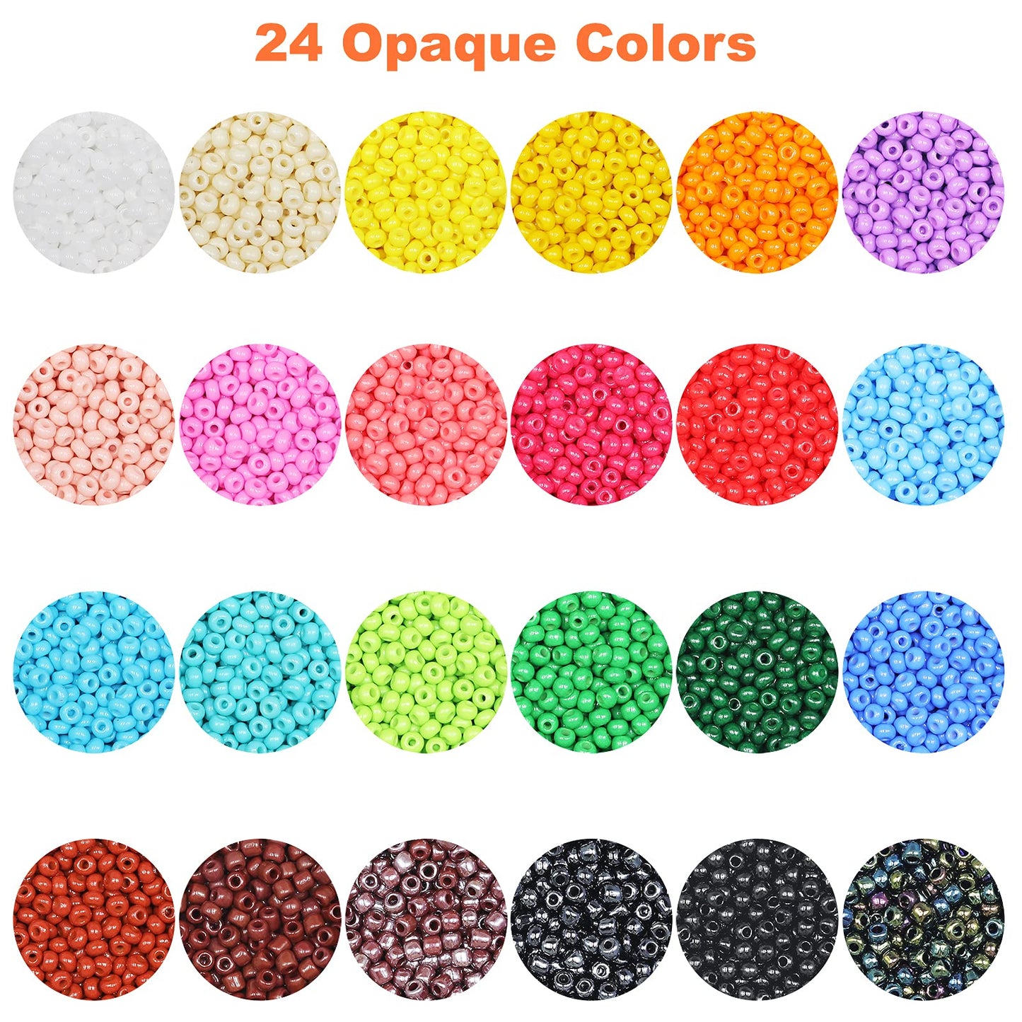 KERGAEN 48000pcs 2mm Seed Beads & Alphabet Beads Kit - 12/0 Ultra-Fine Jewelry Making Supplies with Elastic String, Earring Hooks, Clasps - Complete DIY Craft Set for Bracelets, Necklaces