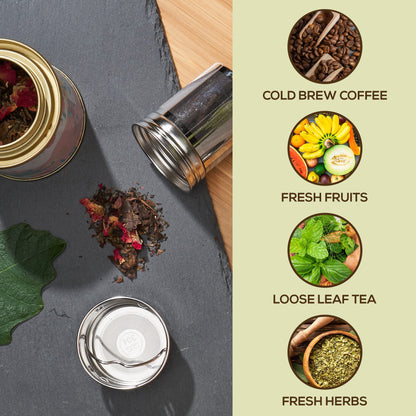Leaflife Sustainable Bamboo Loose Leaf Tea Tumbler - 17oz Tea Bottle with Infuser - 12 Hrs Hot & Cold-Vacuum Insulated Stainless Steel Tea Gift for Women, Men - Tea Infuser Travel Mug with Lid