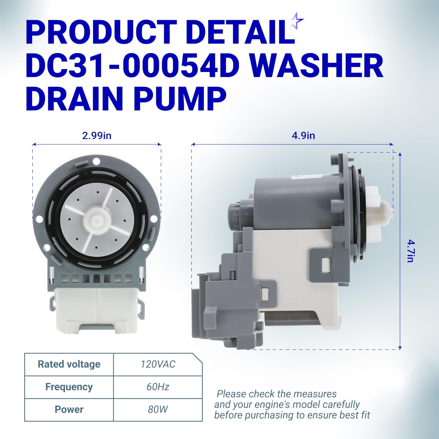 [2025 Upgraded] DC31-00054D PX3516-01 DC31-00187A Washer Drain Pump Motor - Compatible with Samsung Washing Machine - Replaces px3516-01 DC31-00178D DC97-20621A 2754406 AP5583541 PS4204640 EAP4204640