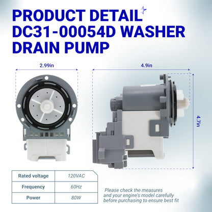 [2025 Upgraded] DC31-00054D PX3516-01 DC31-00187A Washer Drain Pump Motor - Compatible with Samsung Washing Machine - Replaces px3516-01 DC31-00178D DC97-20621A 2754406 AP5583541 PS4204640 EAP4204640