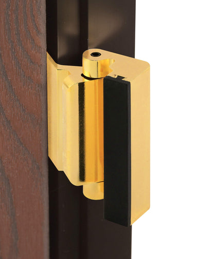Prime-Line U 11442 Door Reinforcement Lock – Add Extra, High Security to Your Home and Prevent Unauthorized Entry – 3” Stop, Aluminum Construction, Polished Brass (Single Pack)