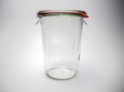 Weck Canning Jars 743 - Transparent Glass Eco-Friendly Canning Jars - Airtight Seal - 3/4 Liter Tall Jars (2 Pack)