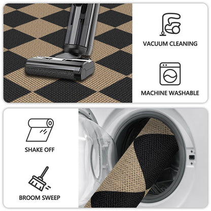 Capslpad Indoor Door Mat 24"x36",Non-Slip Checkered Front Door Mat Indoor,Easy Jute Low-Profile Entryway Mat,Mud Trapper Absorbent Inside Floor Mats Area Rug for Entrance Entry(Nature/Black)