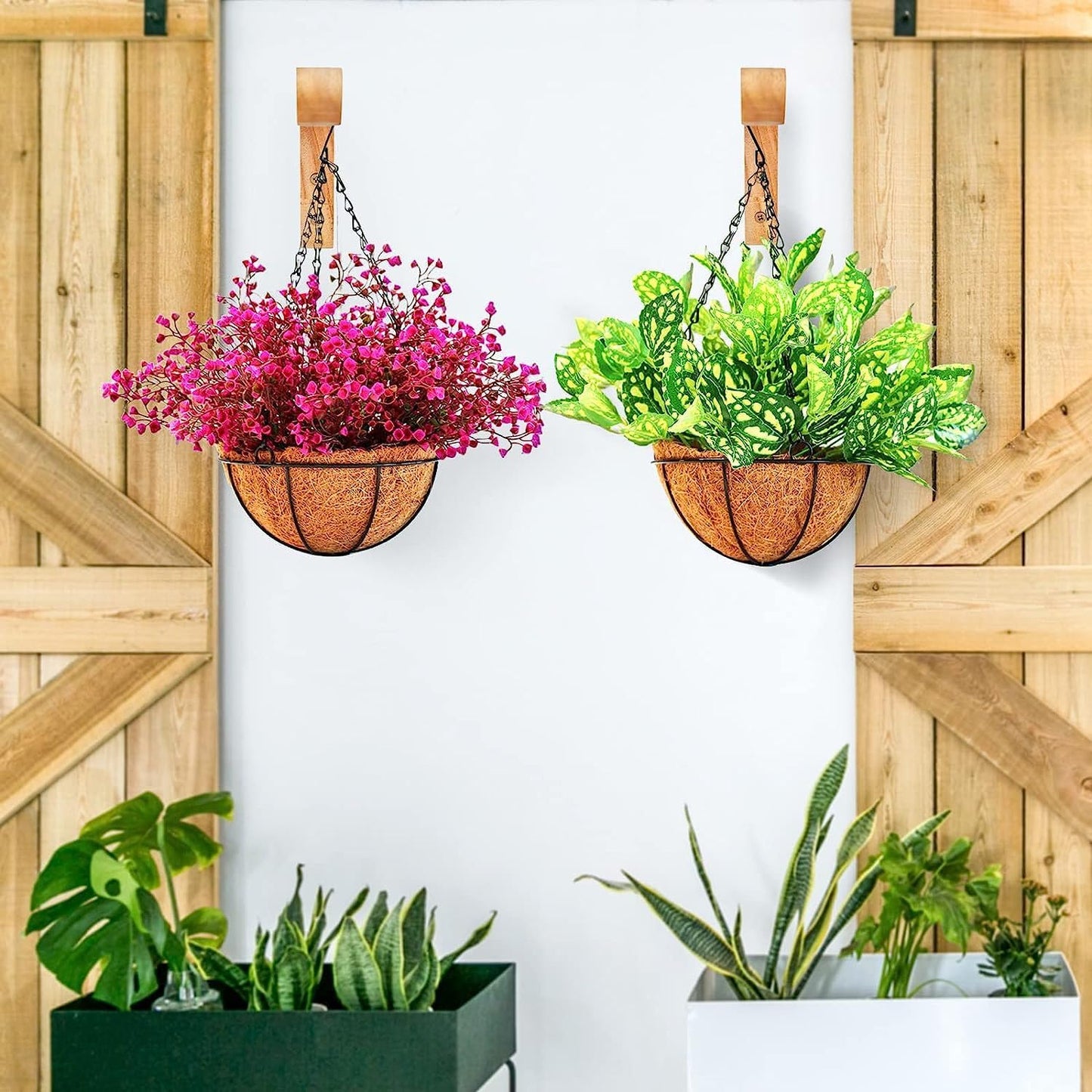 YYBD 2Pcs Plant Wall Hangers Wavy Wooden Plant Hanger Beech Wood Wall Mounted Hanging Plant Hooks Indoor Outdoor Hanging Brackets for Planters Lanterns Flower Bracket Wind Chimes Decoration Hooks