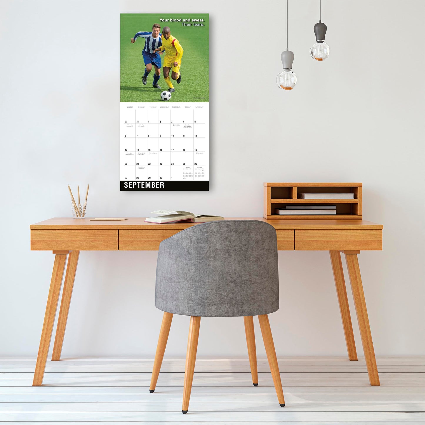 Soccer 2026 Wall Calendar, 16-Months Sports Calendar, 12" x 12"