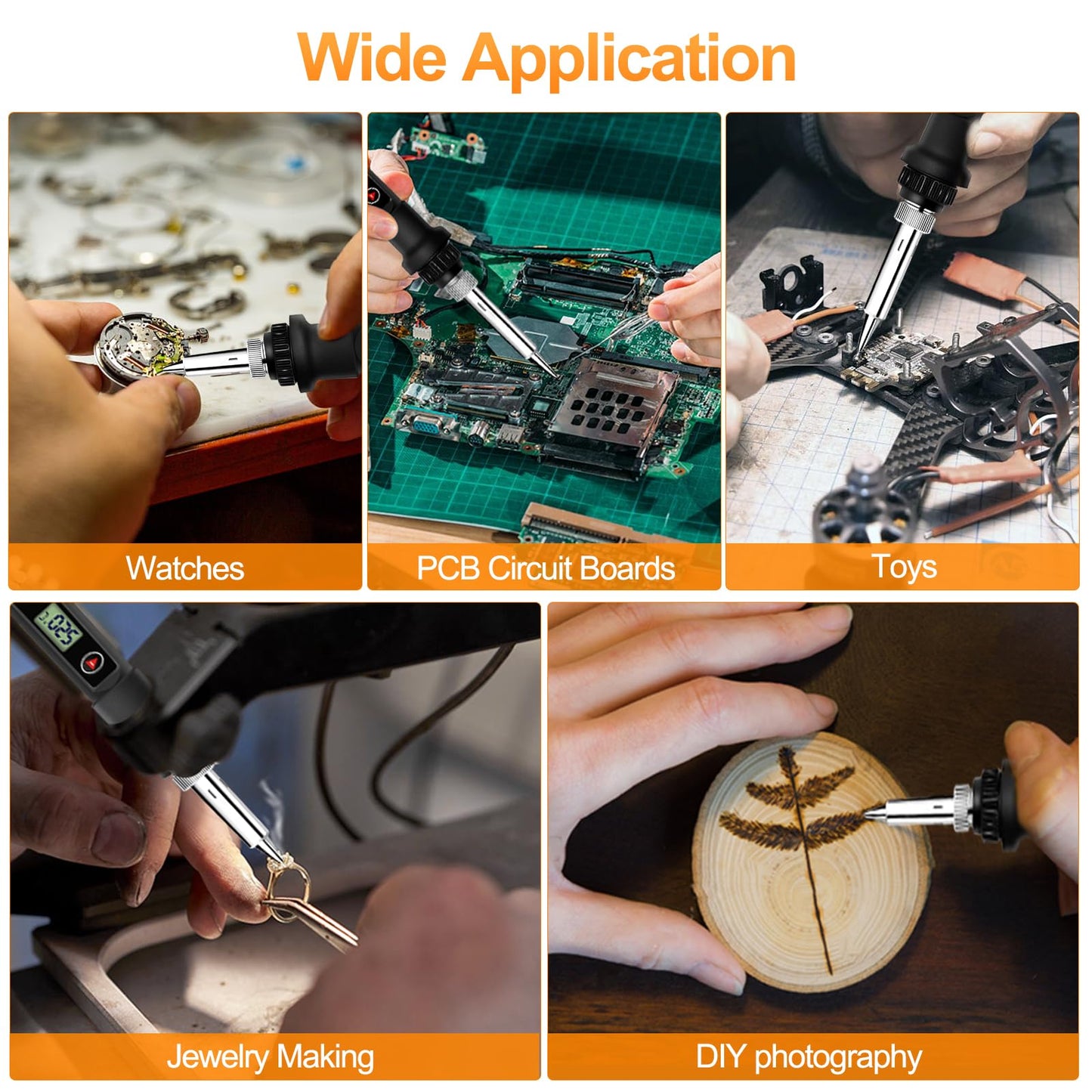 Soldering Iron Kit 80W LCD Adjustable Temperature 180-520℃ Solder Kit Electronics 12 in 1 Welding Tools with ON/Off Switch, Solder Wire, 5 Soldering Tips, Desoldering Pump, Stand, Tweezers