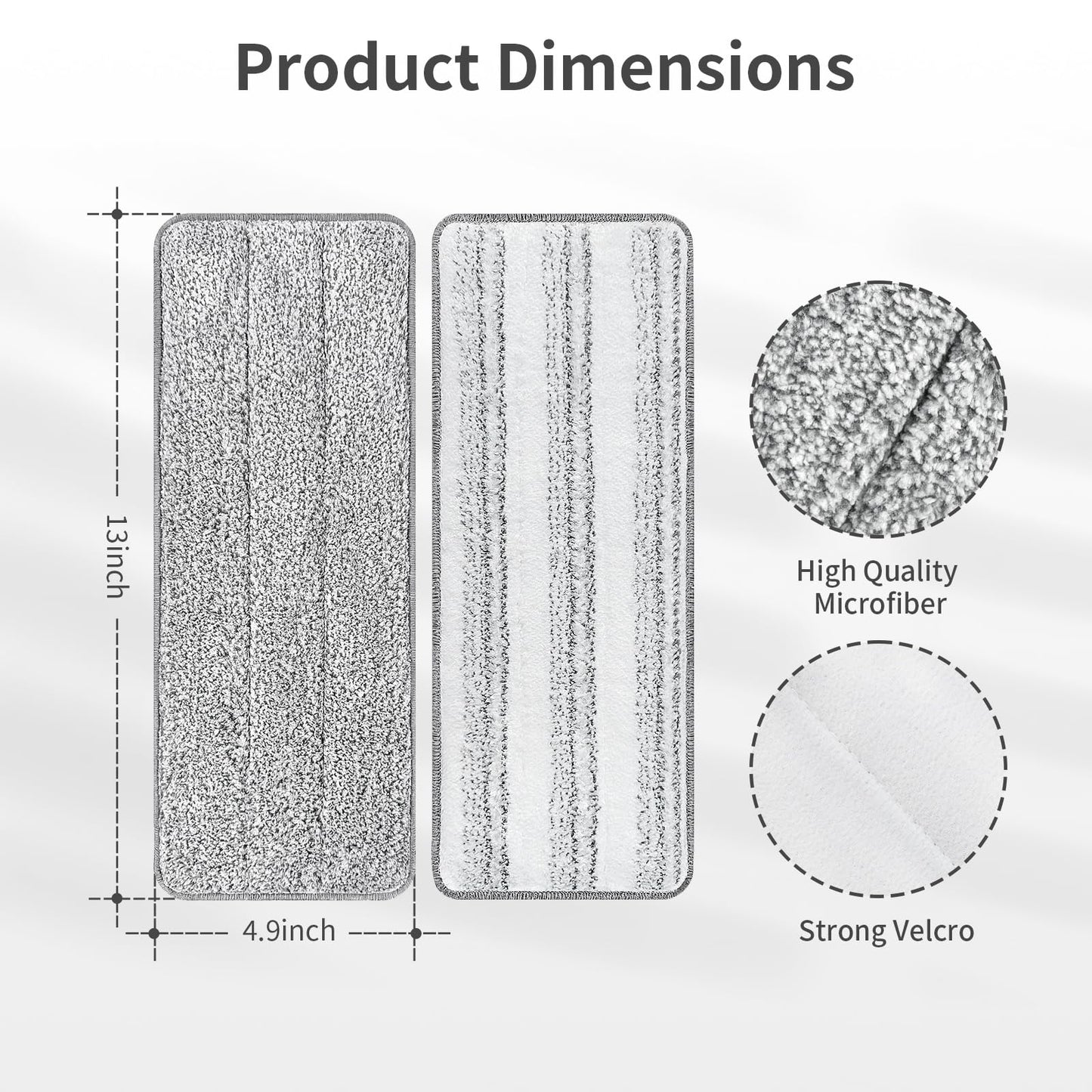 10Pcs Joymoop Mop Replacement Pads, 13 * 4.9'' Universal Mop Pads Mop Head Refills Washable Wet Mop, Compatible with Most 11-13” Size Mops