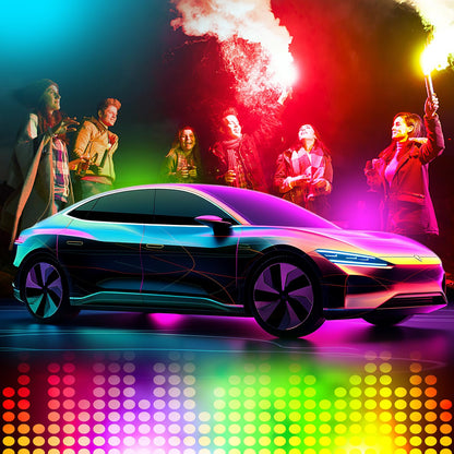 Bawoo Interior Car Lights, Car LED Strip Light Waterproof 48 LED Lights for Car with APP Control, RGB Music Sync Under Dash Car Light with Car Charger, DC (Large/APP & Remote Control)