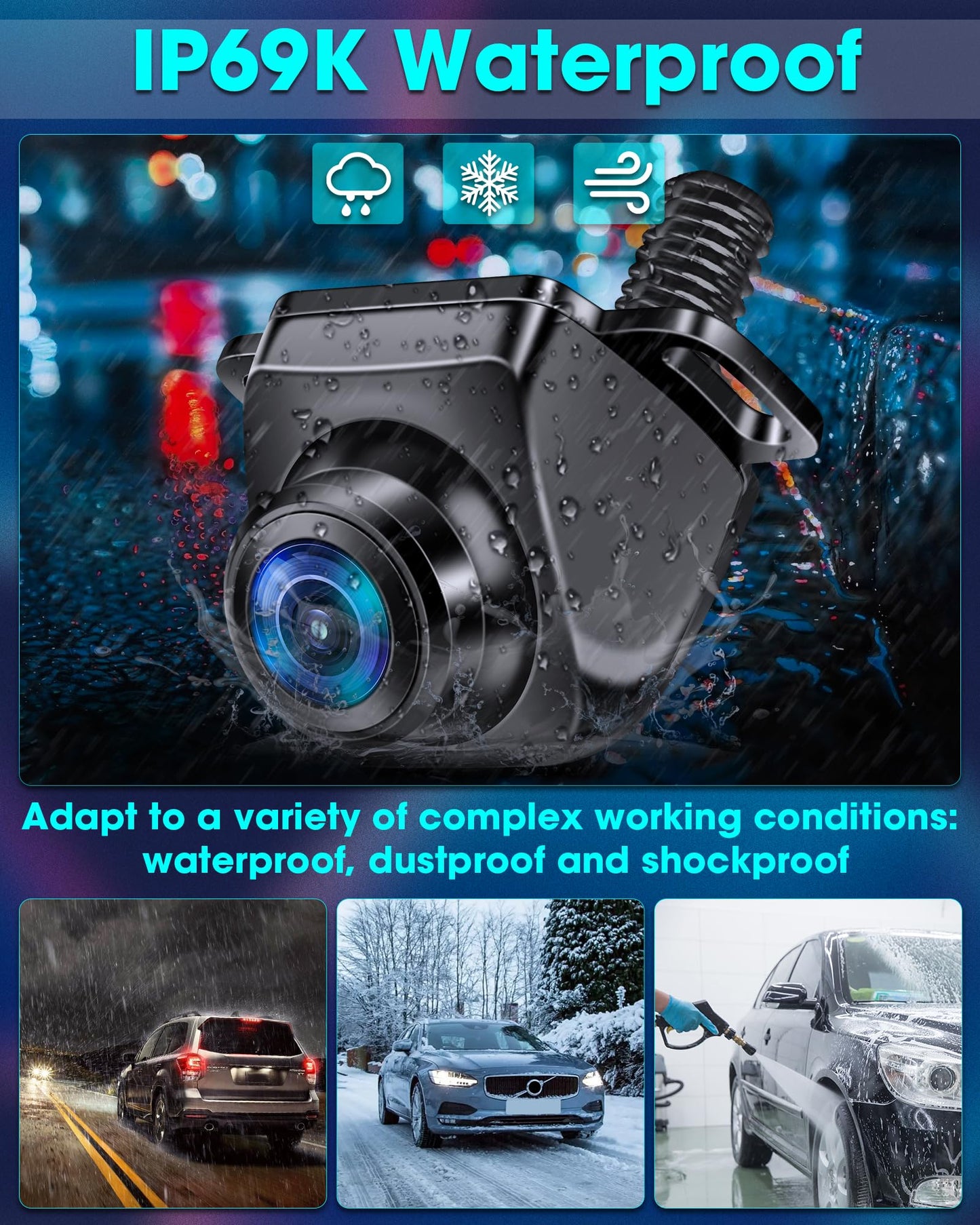Backup Camera AHD 1080P/720P/CVBS/PAL 360° Rotatable Back up Camera for Car 170° Rear View Camera Night Vision IP69K Waterproof Reverse Camera Front/Side/Rear Camera Truck RV Horse Trailer Camera