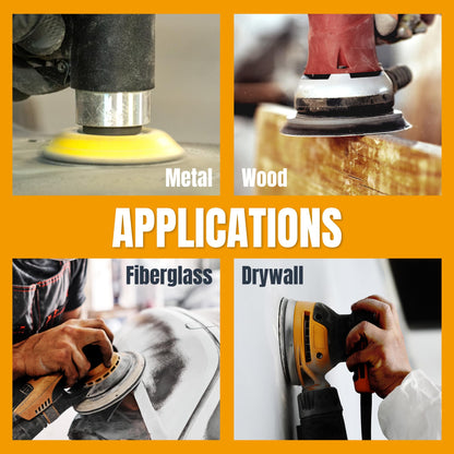 POWERTEC 50 PCS 100 Grit - 5 Inch 8 Hole Hook and Loop Sanding Discs, 5" Sanding Pads for Automotive, Drywall, Woodworking with Orbital Sander, Air, and DA Sander (44010G-50)