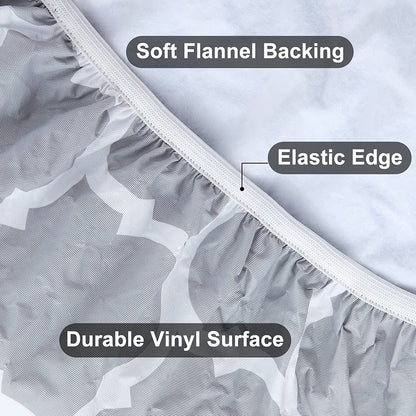 Alynsehom Rectangular Elastic Table Cloth Fitted Vinyl Tablecloth with Flannel Backing Waterproof Wipeable Moroccan Table Cover for Indoor Outdoor Picnic Camping(6 FT)