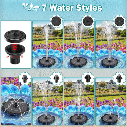 Yzert Solar Water Fountain Flower Shape, 3.5W Glass Solar Fountain with 7 Nozzles & 4 Fixer Rods,Solar Fountain Pump for Bird Bath, Outdoor, Pool, Garden, Pond
