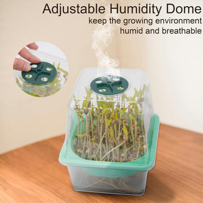 6 Pcs Microgreen Growing Tray with Lid, Sprouting Tray with Humidity Dome, Reusable BPA Free Seed Sprouter Kit for Growing Broccoli, Bean Sprouts, Cat Grass, Wheat Grass & More- Clear Base
