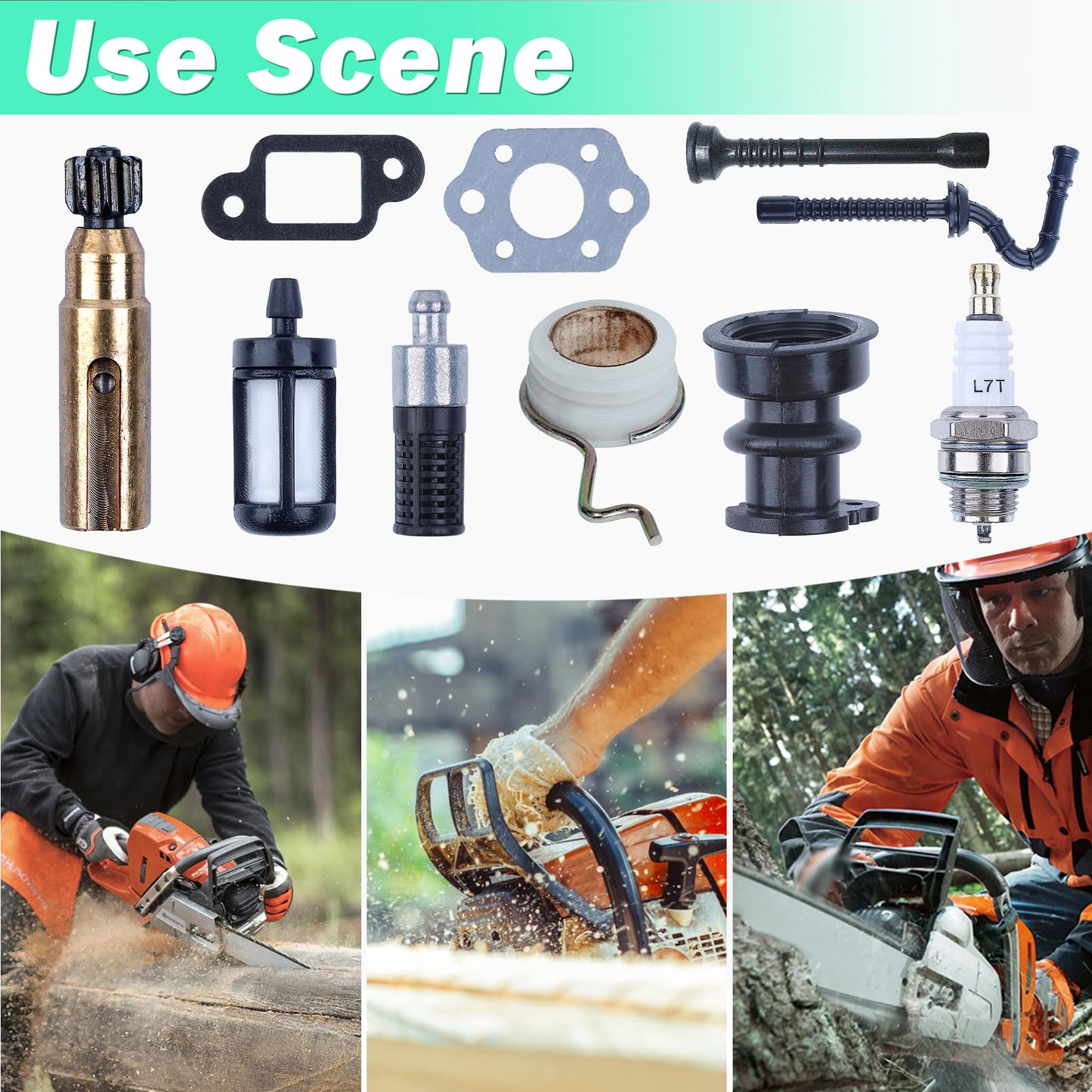 Adefol Oil Pump Worm Gear Fuel Oil Hose Filter Kit for Stihl 025 023 021 MS250 MS230 MS210 Chainsaw Parts 11231412200 11236403200 Intake Manifold Boot