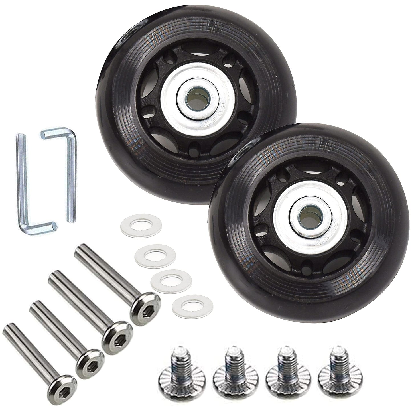 Suitcase Luggage Wheel Replacement kit Rubber Universal Wheels Swivel Caster Bearing Tool（Set of 2 Rounds） OD:70 W:24 ID:6 Axles:36/ 40mm
