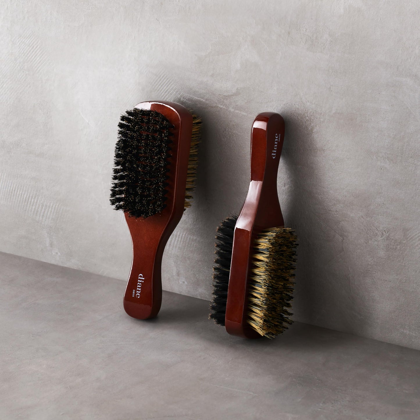 Diane Premium Boar Bristle Brush for Men € Double Sided, Medium and Firm Bristles for Thick Coarse Hair € Use for Smoothing, Wave Styles, Soft on Scalp, Club Handle, D8115