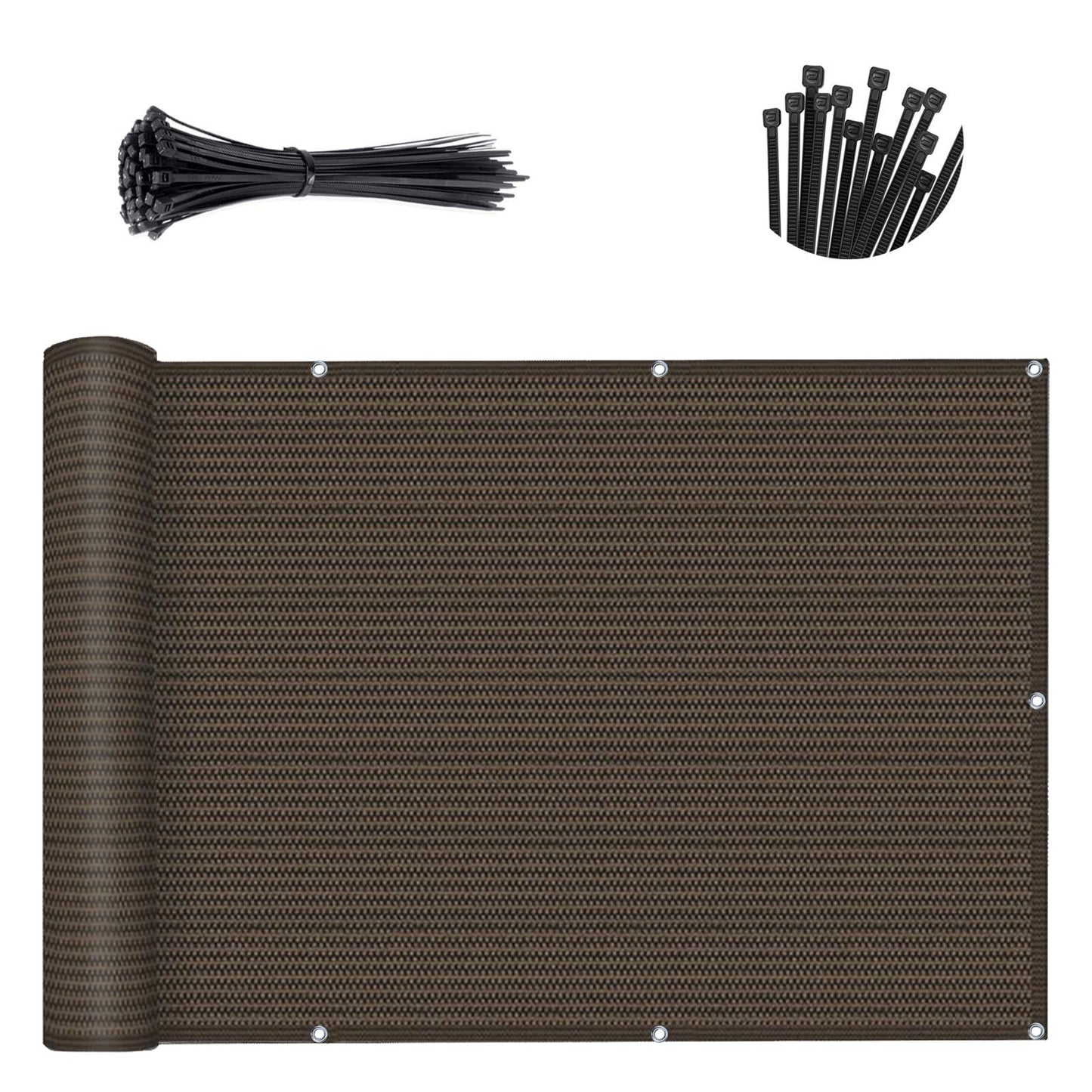 SUNNY GUARD 3'x10' Brown Balcony Deck Privacy Screen Fence, Apartments Railing Screen, Heavy Duty Wind Screen for Outdoor,Backyard,Patio,Deck Privacy
