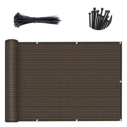 SUNNY GUARD 3'x10' Brown Balcony Deck Privacy Screen Fence, Apartments Railing Screen, Heavy Duty Wind Screen for Outdoor,Backyard,Patio,Deck Privacy