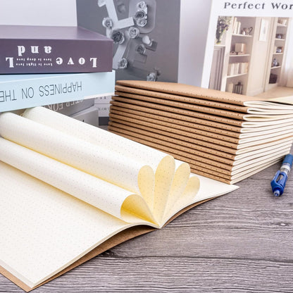 16 Pack Kraft Paper Journal Notebooks Bulk with Thick Dotted Grid Paper,Diary Subject Notebooks Planner for Travelers Students Office,A5 Size,40 sheets/80 Pages (Brown)