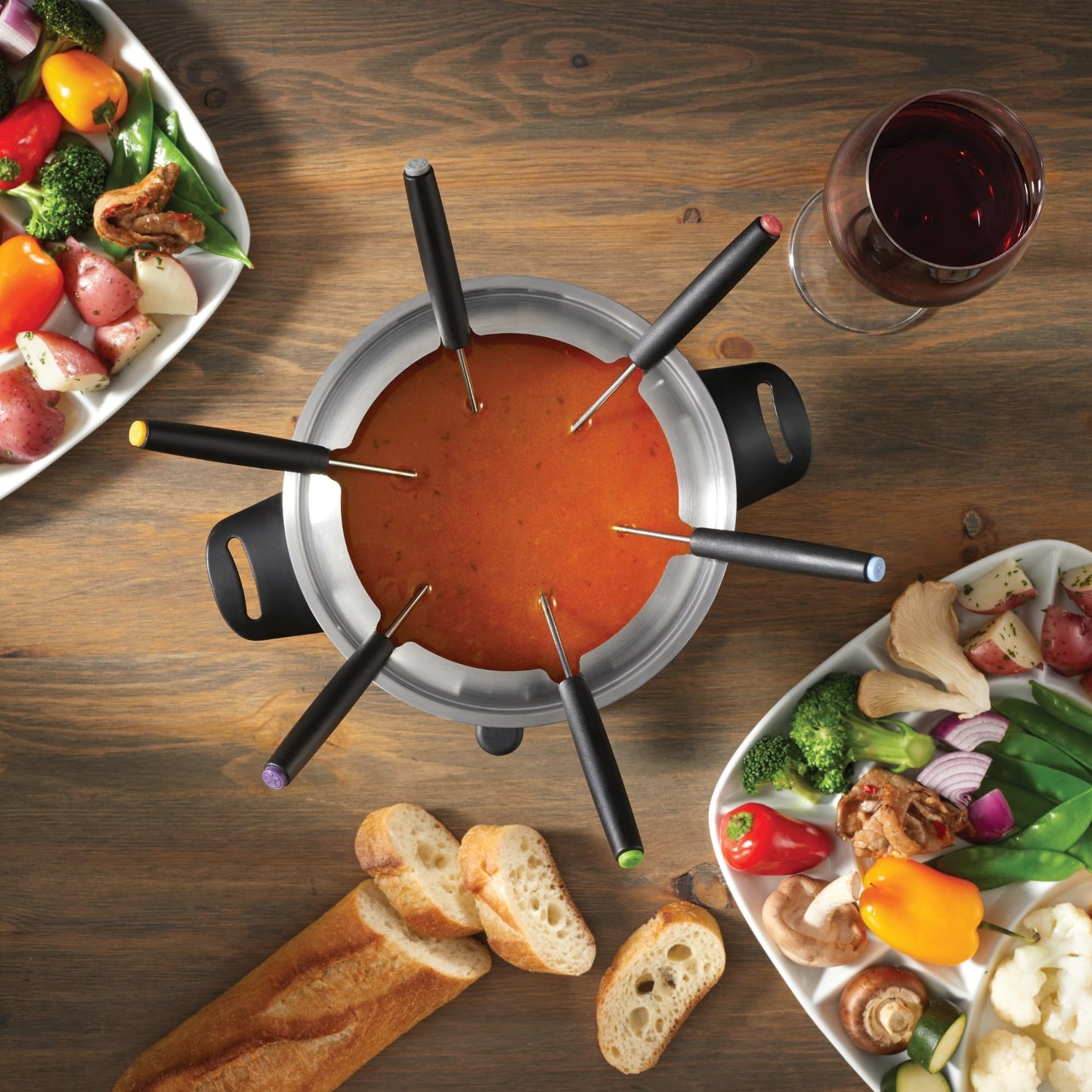 Starfrit Fondue Set - 3-in-1 Meat, Cheese, Chocolate - 12-Piece - Adjustable Safety Burner - 1.6 L Capacity