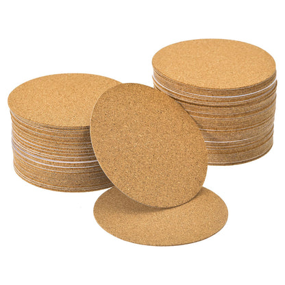 uxcell 100 Pcs Self-Adhesive Cork Round, 3" x 3" Cork Tiles Backing Sheets Cork Coasters for DIY Crafts, Brown