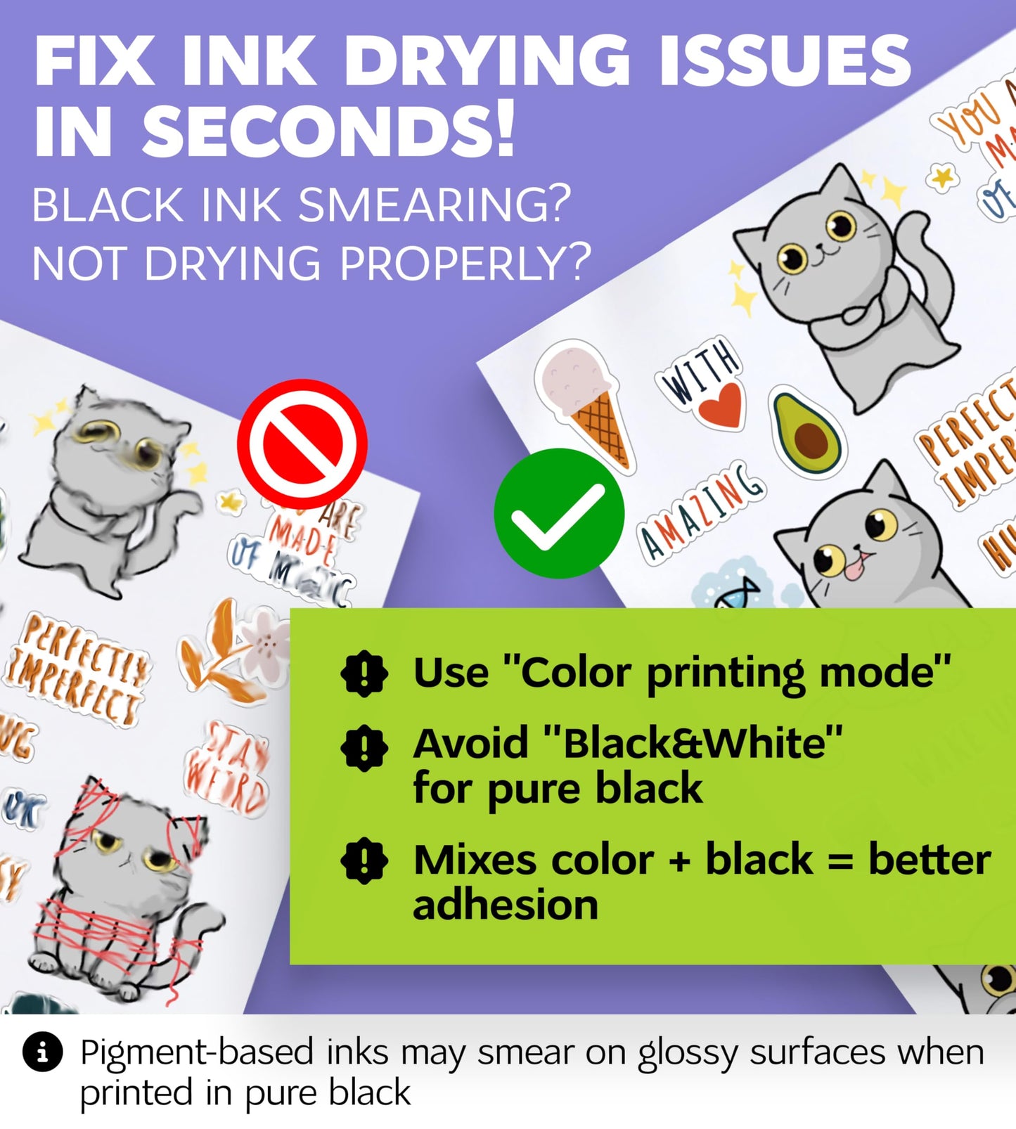 Premium Printable Vinyl Sticker Paper for Inkjet Printer and Laser - 20 White Glossy Sticker Paper Waterproof - Durability Adhesive Paper 8.5 x 11, Fast Dry, Holds Ink Well, Great for Cutting Machines