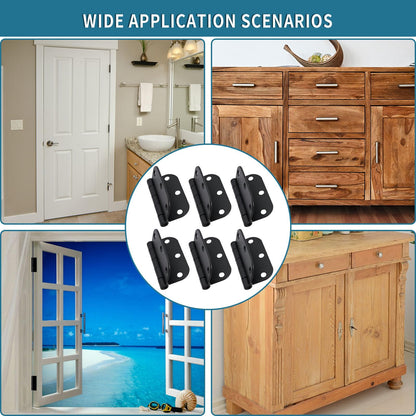 DUZFOREI 6 Pack 3 Inch x 3 Inch Door Hinges, 5/8" Radius Heavy Duty Matte Black Round Door Hinges for Interior 3 Inch Round Modern Hardware