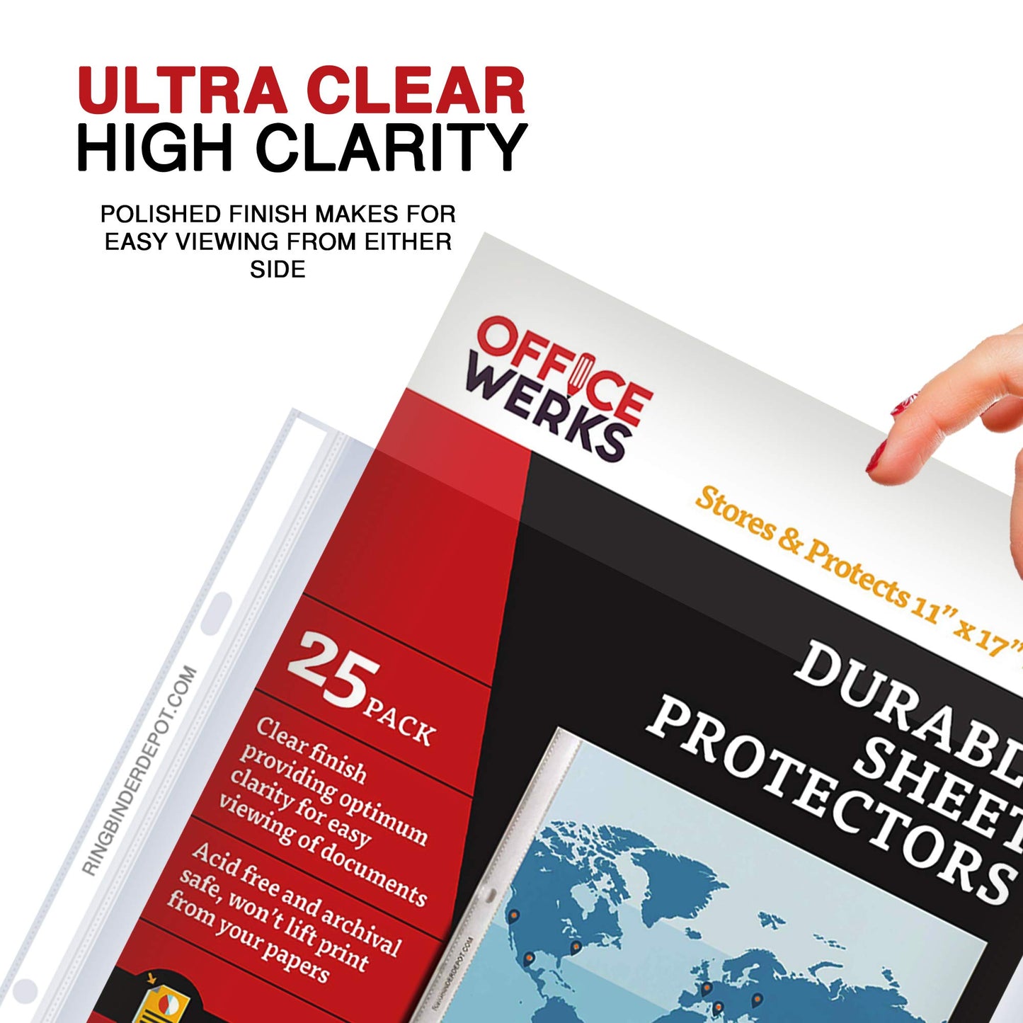 11 x 17 Sheet Protectors, Portrait View,25 Pack, Top Loading, Protect, Store and Display 11X17 Paper, Photographs, Prints, and Documents