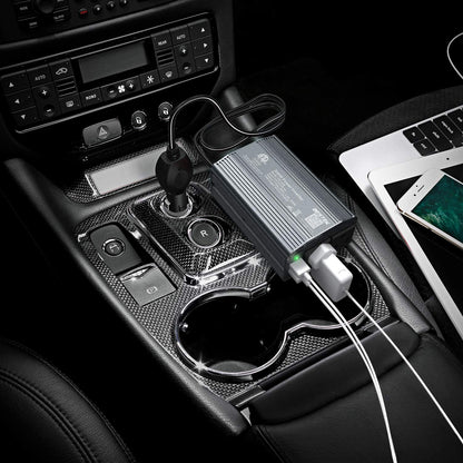 BESTEK 300W Power Inverter DC 12V to 110V AC Car Inverter with 4.2A Dual USB Car Adapter (Grey)