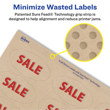 Avery Scallop Oval Labels for Laser & Inkjet Printers, 2-1/4" x 1-1/8", 525 Kraft Brown Labels (22855)
