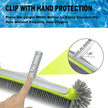 Pool Brush with Round-End Brush Head, 7 Rows 17.5-inch Pool Brush Head for Inground Pool/Above Ground Pool(Green)