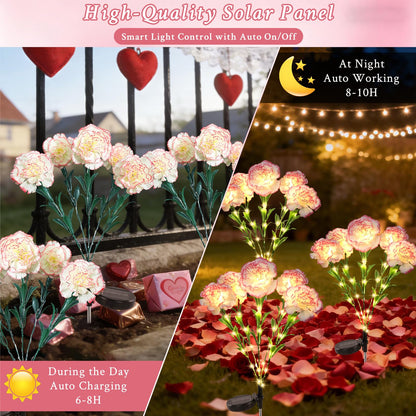 Solar Flower Landscape Path Lights, 2 Pack Waterproof Outdoor Solar Lights with 10 Petals Gifts for Women、Mom, Grandma Romantic, Yard, Patio, Garden,Decorations for Gravefor
