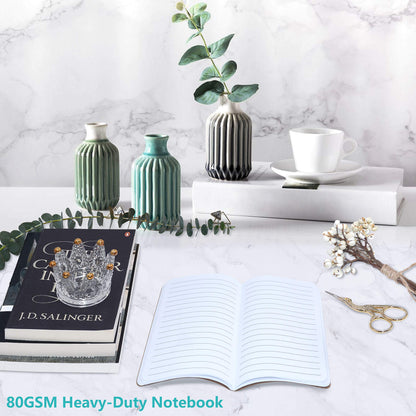 24 Pack Kraft Lined Notebook Journal Pocket Notebook with 6 Designsin (80 pages, 4” x 5.7”)