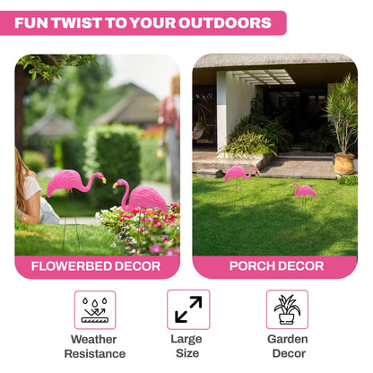 2 Pink Flamingos Yard Decorations - Large 23 inch Ornament Statues - Outdoor Garden Lawn Flamingo Decor by 4E's Novelty