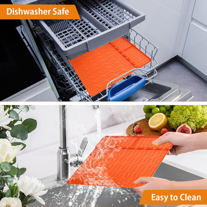 2 Pack Silicone Grill Mats for Blackstone Griddle, Non-Stick Griddle Accessories, Includes 2 BBQ Brushes for Outdoor Grill and Kitchen Use
