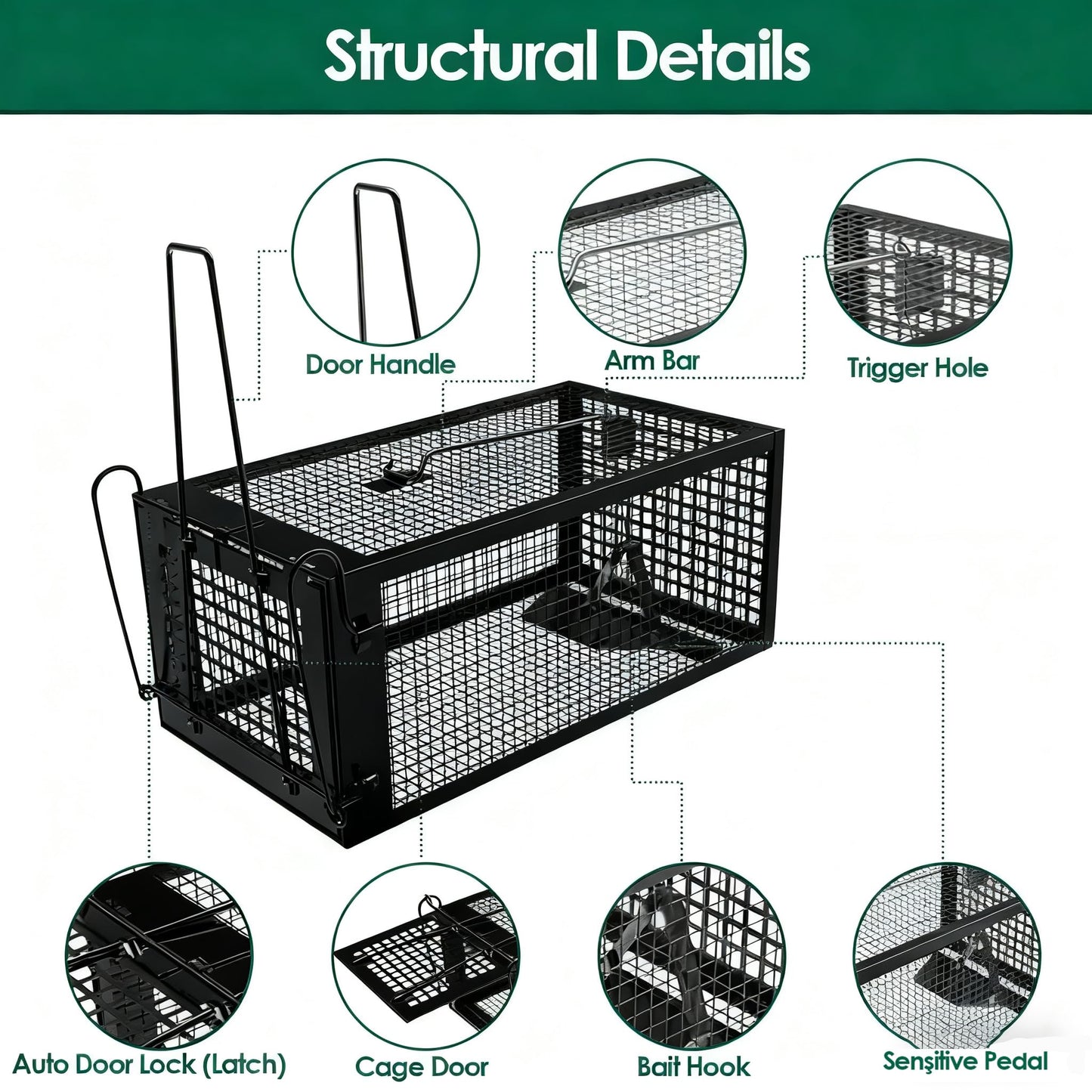 AGJIQ Humane Mouse Trap, Rat Trap Cage, Suitable for Indoor & Outdoor Use, Live Catch & Release Design for Mice, Chipmunks, Voles, Hamsters and Other Small Rodents(Black Single Unit)