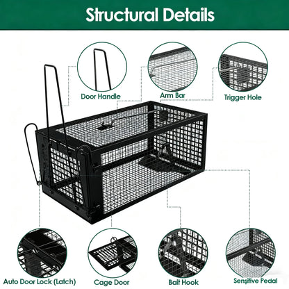AGJIQ Humane Mouse Trap, Rat Trap Cage, Suitable for Indoor & Outdoor Use, Live Catch & Release Design for Mice, Chipmunks, Voles, Hamsters and Other Small Rodents(Black Single Unit)